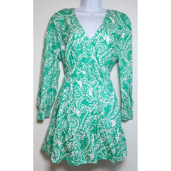Zara Dresses & Skirts - Zara Women's Linen Boho Paisley Cottagecore Resort Mini Dress Size‎ XL